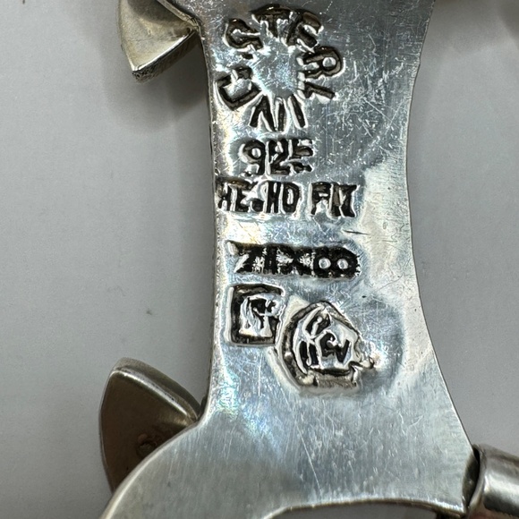 Vintage Taxco Mexican 925 Sterling inlaid with Abalone brutalist bracelet. - Picture 5 of 10